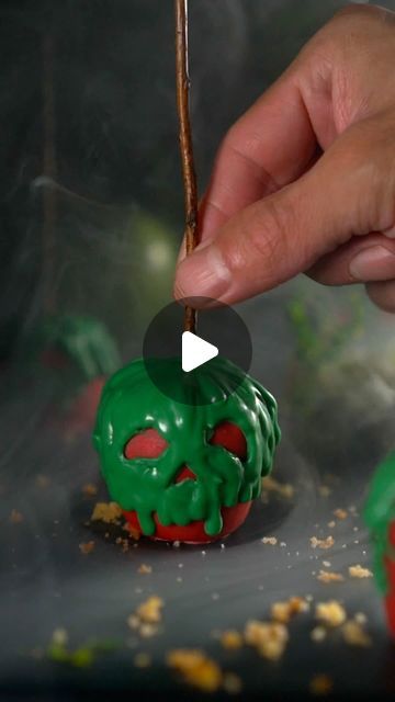 Nikk Alcaraz on Instagram: "It’s true that I love a good scare all year long, but it’s nice to see the normies bend the knee to Halloween after their 4th of July celebrations. These poison apple cake pops aren’t necessarily for Halloween, but most will categorize them as such. It’s wise to realize that every day is followed by night and in the night creatures take flight. In fact, while I was on a walk last evening, I spotted a bat dancing in the sky, a huge spider hanging from a tree and a shrub taken over by webs. These “Halloween creatures” were out enjoying a nice summer evening like the lot of us. Peculiarity is everywhere. Even in the dead of July. 🦇 🕷️ 🕸️   P.S. If a stranger offers you an apple, even in the summer sun, think twice, for the most dangerous are the sweetest of them Poison Apple Cake, Dancing In The Sky, Apple Cake Pops, Witches Ball, Huge Spiders, Night Creatures, Halloween Creatures, Halloween Cake Pops, Cake Pop Decorating