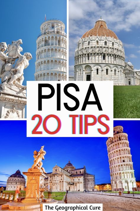 Pinterest pin for tips for visiting Pisa Pisa Things To Do, Florence Pisa Italy, Pisa Italy Aesthetic, Pisa Photos, Tuscany Trip, Travelling Italy, European Cruise, Transatlantic Cruise, Italy Bucket List