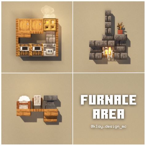 FURNACE AREA IDEAS | These are three ideas of decorations to make a furnace area in your minecraft base! 😍 I took some inspiration from… | Instagram Furnace Design Minecraft, Furnace Room Ideas Minecraft, Minecraft Furnace Room, Minecraft Horror, Mc House, Minecraft Base, Minecraft Decoration, Mc Ideas, Rumah Minecraft Sederhana