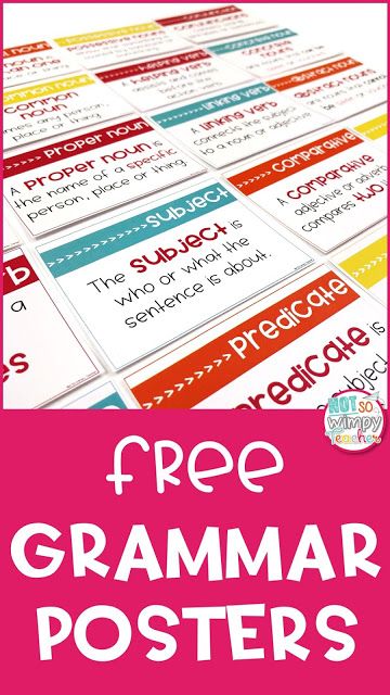 Diary of a Not So Wimpy Teacher: FREE Grammar Posters Free Grammar Posters, Parts Of Speech Posters, Grammar Posters, 4th Grade Writing, Grammar And Punctuation, Grammar Activities, Teaching Grammar, Teaching Language Arts, 3rd Grade Reading