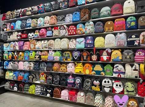 Loungefly Bag Display, Backpack Wall, Loungefly Collection, Nightmare Before Christmas Pictures, Loungefly Purse, Nice Accessories, Kawaii Store, Money Jars, Disneyland Outfits