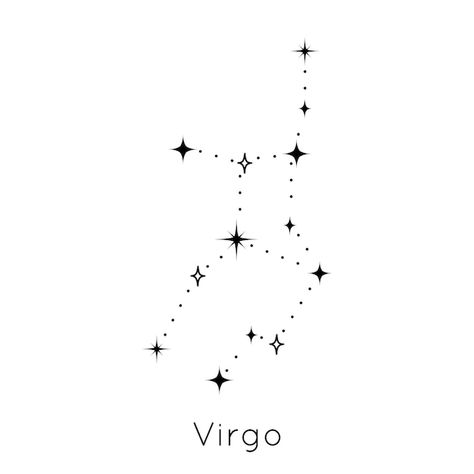 Zodiac constellation sign virgo astrolog... | Premium Vector #Freepik #vector #star-map #constellation #astrology-background #galaxy-pattern Virgo Sign Tattoo, Star Constellation Tattoo, Virgo Tattoo Designs, Virgo Constellation Tattoo, Virgo Star, Astrology Tattoo, Horoscope Tattoos, Virgo Constellation, Virgo Tattoo