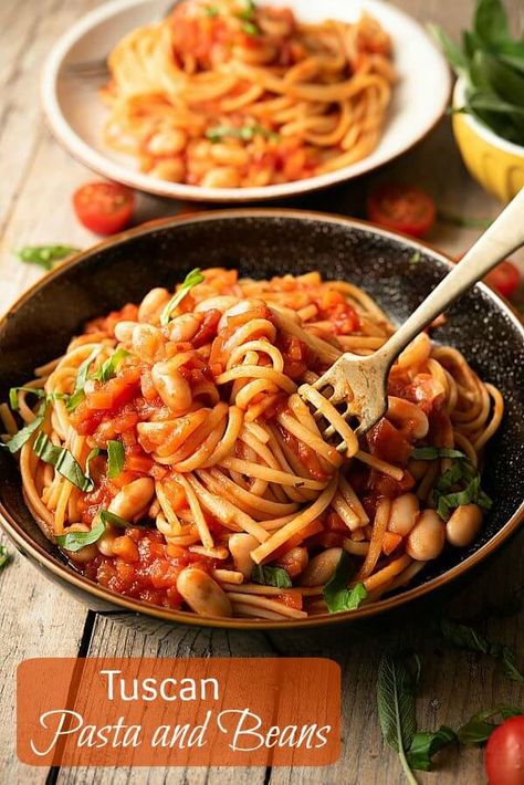 Bean Pasta Recipes, Pasta And Beans, Tuscan Pasta, Pasta Italiana, Bean Pasta, Vegan Pasta Recipes, Pasta E Fagioli, Vegan Main Dishes, Vegetarian Meal