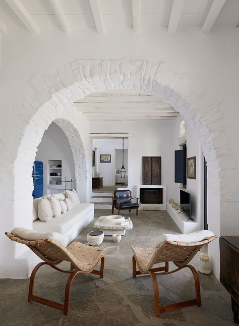 Scout & Nimble Blog | Interior Design Home Tours, Inspiration & More Greek House Interior, Rustic Living Rooms, Wabi Sabi Interior Design, Style Ibiza, Wabi Sabi Interior, Greek House, Island House, Style Deco, Rustic Living