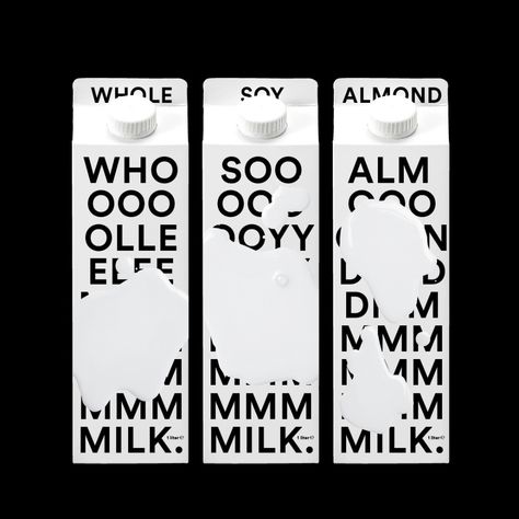 Yogurt Packaging, Typography Packaging, Visuell Identitet, Milk Brands, Milk Packaging, Days Of Type, Cool Packaging, Graphic Inspiration, Packing Design