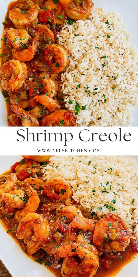 Succulent Shrimp in a spicy creole sauce. Have a taste of Louisiana! Shrimp Mold Cajun, Shrimp Cajun Recipes, Cajun Shrimp Stuffed Poblano Peppers, Creole Dinner Recipes, Recipes With Cooked Shrimp, Shrimp Creole Recipe Louisiana, Shrimp Recipes Cajun, Cajun Food Recipes, Shrimp Creole Recipe Easy