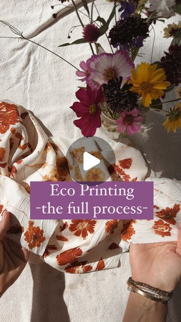 Jamie Young - Natural Dye Educator on Instagram: "A coreopsis eco print sampler. 🌼  A few folks have asked for example prints of the different varieties of coreopsis flowers so I made this eco print sampler with the 5 varieties they are currently blooming in my garden. 🌿✨  1. Plains coreopsis 2. Incredible Swirl  3. Lance Leaf 4. Red & gold uptick 5. Sterntaler  For this sampler, I worked with bamboo silk, mordanted with method 3 from my online ‘Printing with Flowers & Leaves’ course. ✨This is the last weekend to receive 50% off with code SPRING50✨ 👉🏼Comment LINK & I’ll send the info straight to your inbox.   The ecoprinting process involves laying the mordanted fabric onto a barrier, arranging the flowers on top, rolling the ensemble onto a dowel, and steaming it to transfer the natur Printing With Flowers, Plains Coreopsis, Eco Printing Tutorial, Diy Dye Clothes, Eco Printing Textiles, Eco Dyeing Fabric, Leaf Dyeing, Natural Dyeing Techniques, Diy Tie Dye Designs