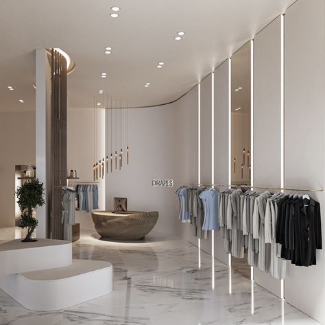 Ladies Boutique Interior Design, Modern Boutique Interior, Small Clothing Store Interior, Luxury Boutique Interior, Store Sketch, Dress Showroom, Fashion Retail Interior, Luxury Clothing Store, Multibrand Store