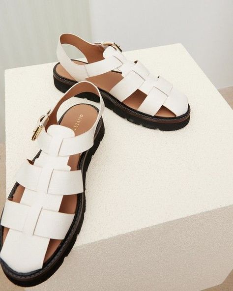 Fisherman Cream Strappy Leather Sandals | Oliver Bonas Leather Fisherman Sandals, Green Leather Sandals, Orange Sandals, Strappy Leather Sandals, Fisherman Sandals, Exclusive Shoes, Oliver Bonas, Khaki Green, Green Leather