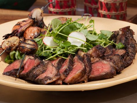 Rib Eye Recipes, Grilling The Perfect Steak, Geoffrey Zakarian, Watercress Salad, Rib Eye, Iron Chef, Perfect Steak, Juicy Steak, Beef Ribs