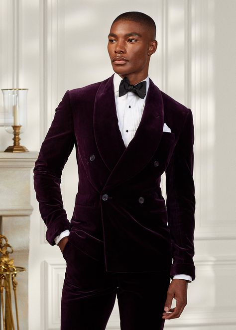 Velvet Dinner Jacket, Semi Formal Wear, Dinner Jacket, Suits Clothing, Purple Label, Tuxedo Jacket, Ralph Lauren Purple Label, Double Breasted Coat, Formal Style