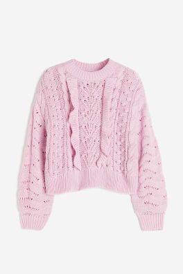 Loose Fit Sweater, Fitted Jumper, Crop Sweater, Textured Knit, Pink Sweater, Girly Girl, Cropped Sweater, Ruffle Trim, World Of Fashion