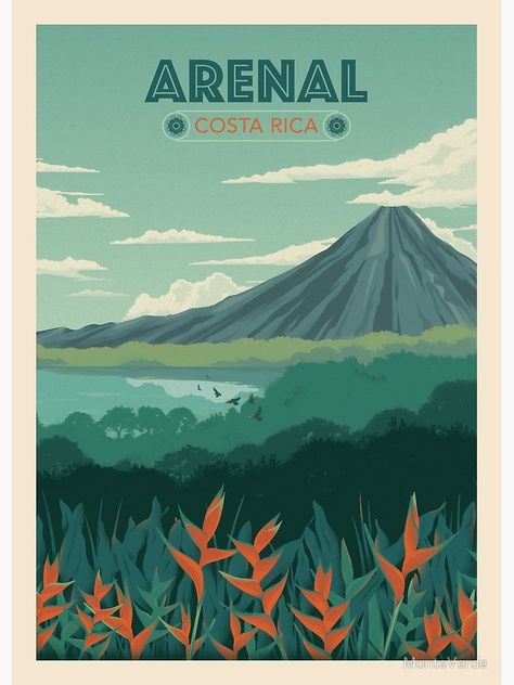 "Arenal, Costa Rica" Poster by MonteVerde | Redbubble Costa Rica Bedroom, Costa Rica Aesthetic, Rica Aesthetic, Beach Travel Quotes, Zoo Poster, Costa Rica Art, Arenal Costa Rica, Tourism Poster, Monteverde