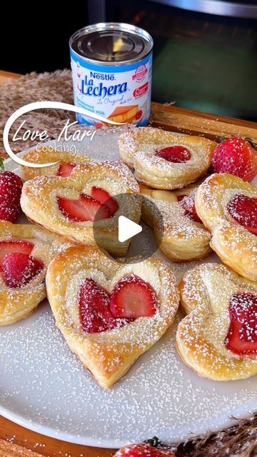 Karina Valladares on Instagram: "#ad You have to make these Strawberry Cream Cheese Danish 🥰 they're perfect and so easy to make. I've partnered with @lalecherausa to bring you this irresistible pastry that's perfect for this Valentines.

#foryoupage #foryou #postre #postrefacil #lalecherausa #lechera #cheesedanish #creamcheese #dessert #easyrecipe #receta #recetasfaciles #valentinesday #valentines

INGREDIENTS:
For the cream cheese filling
► 8 oz cream cheese
► 1 egg yolk
► 2 tbsp sugar
► 1 tsp vanilla extract
► 1/3 cup Nestle La Lechera Sweetened Condensed Milk
For the egg wash
► 1 egg
► 1 tbsp whole milk
For the danish
► 2 puff pastry sheets
► Some powdered sugar
► Some fresh strawberries" Dessert Toppings Ideas, Strawberry Cream Cheese Danish, Easy Valentines Snacks, Peanut Butter Cookie Recipe Soft, Easy Puff Pastry Desserts, Cream Cheese Puff Pastry, Valentines Dessert, Easy Pastry Recipes, Cake Pop Recipe Easy