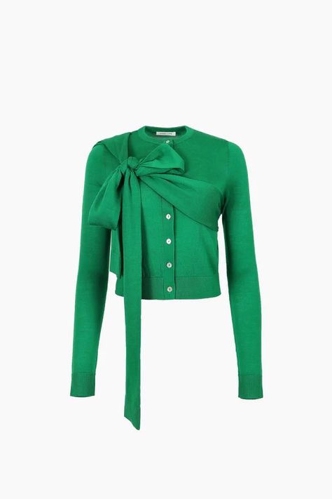 SANDY LIANG Green Fashion Outfits, All Green Outfit, Christian Dior Haute Couture, Sandy Liang, Long Sleeve Jumper, Green Cardigan, Knitted Tops, Outwear Jackets, Green Outfit