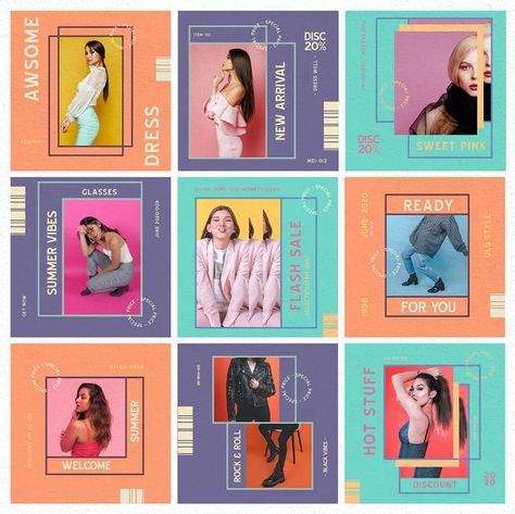 Colorful Fashion Instagram Post Templates AI Brand Reveal Instagram, Instagram Post Ideas Fashion Brand, Fun Instagram Posts, Comic Book Instagram Feed, Instagram Reels Design, Fashion Instagram Feed Design, Fashion Instagram Post Design, Colorful Instagram Post, Instagram Event Post