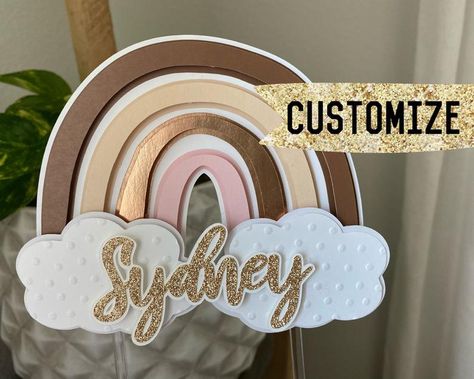 Boho Rainbow Cake Topper, Boho Rainbow Cake, Boho Rainbow Birthday Party, Rainbow Cake Topper, Rainbow Party Decorations, Pink Happy Birthday, Rainbow Parties, Baby Shower Theme Decorations, Bridal Shower Decor