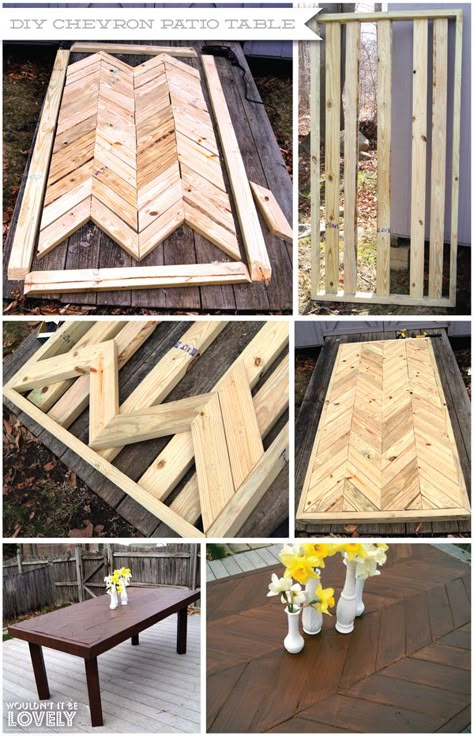 DIY Chevron Table @Rebekah Ahn Ahn Ahn Ahn Ahn Ahn Ahn Ahn Sheppard Adams maybe justins next project Table Chevron, Chevron Table, Outdoor Diy, Diy Furniture Table, Décor Diy, Pallet Wood, Furniture Outdoor, Pallet Projects, Patio Table