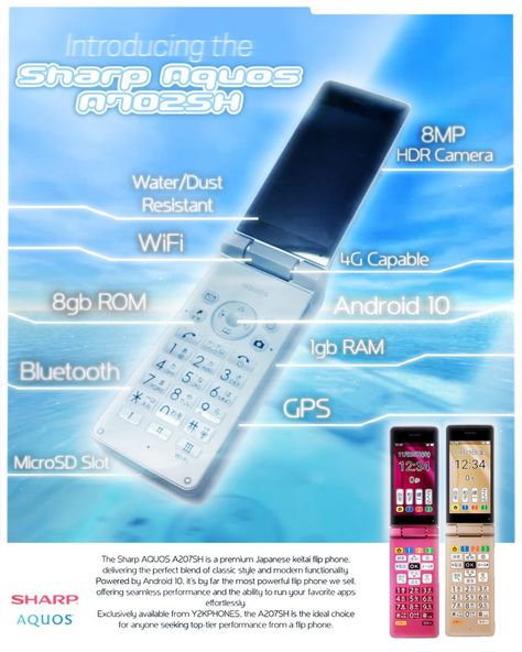 The Sharp Aquos A207SH flip smartphone is now available to preorder exclusively at Y2KPHONES 🇯🇵 Powered by Android 10, this is our most powerful flip phone yet, blending timeless design with modern performance⚡️ Preorder now for 15% off, but hurry, this offer is only available for ONE WEEK ⏳ Release date: 04/10/2024 🚨 #y2kphones #y2kphoneshop #y2k #y2kaesthetic #y2kstyle #y2kvibes #2000s #mobile #mobilephone #flipphone #flipphones #sharp #sharpaquos #sharpaquos601sh #samsungfolder2 #motor... Sharp Aquos 601sh, Flip Smartphone, Y2k Phone, Flip Phone, Y2k Vibes, Vintage Classics, Flip Phones, Micro Sd, Y2k Aesthetic