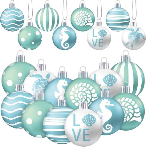 Amazon.com: HyDren 40 Pcs Mini Christmas Tree Ornaments 1.18 Inch Beach Christmas Ornaments Hanging Christmas Beach Decor Seashell Seahorse Sea Turtle Striped Dot Ocean Ball Decorations for Holiday Party : Home & Kitchen Nautical Christmas Ornaments Target, All White Christmas Tree With Beachy Ornaments, Coastal Christmas Advent Calendar, Low Country Christmas Tree, Nautical Christmas Zazzle, Ocean Theme Crismas Tree, Nautical Christmas Overstock, Coastal Christmas Tree Target, Crab Pot Christmas Trees