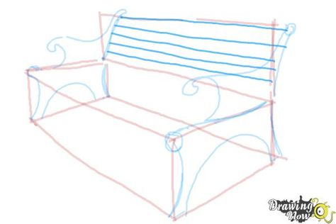 How to Draw a Bench - Step 7 How To Draw A Bench Step By Step, Bench Doodle, Bench Sketch, People On A Bench Drawing, Park Bench Drawing, Bench Drawing, Drawing Lessons For Kids, Drawing Videos, Drawing Lessons