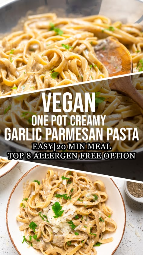 Creamy Garlic Parmesan Pasta, Vegan Dinner Rolls, Garlic Butter Pasta, Creamy Garlic Pasta, Garlic Parmesan Pasta, Creamy Vegan Pasta, Vegan Pasta Dish, Dairy Free Pasta, Creamy Pasta Recipes