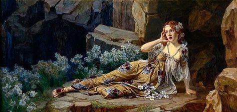 Nymphs in Greek Myth: A Detailed Breakdown (Types & Myths) Echo And Narcissus, Ancient Olympic Games, Laurel Tree, Water Nymphs, John William Waterhouse, Magical Art, Fantasy Paintings, Realistic Paintings, Greek Myths