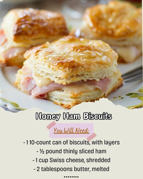 Sweet and savory Honey Ham Biscuits\nIngredients:  self rising flour 2 cups,\npowdered sugar 1/2 cup,\nunsalted butter 1 cup,\nbaking powder 2 teaspoons,\nhoney 1 cup,\nham 1 cup\nInstructions:  Preheat oven 400 degrees F...\nBake biscuits 15-20 minutes... Honey Ham Biscuits, Ham Biscuits, Xmas Drinks, Brunch Bar, Honey Ham, Heirloom Recipes, Sandwich Spread, Sliced Ham, Biscuits Recipe