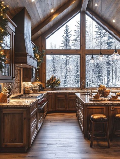 Log Cabin Kitchen, Homestead Layout, Cabin Style Homes, Vacation House Plans, Log Houses, Cabin Aesthetic, Cabin Kitchen, Futuristic Home, Barn Style House Plans