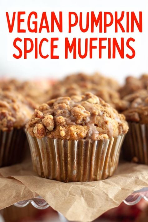 Dairy Free Pumpkin Muffins, Easy Pumpkin Spice Muffins, Cinnamon Drizzle, Vegan Banana Bread Easy, Vegan Pumpkin Muffins, Vegan Pumpkin Spice, Pumpkin Muffin Recipes, Pumpkin Spice Muffins, Vegan Muffins