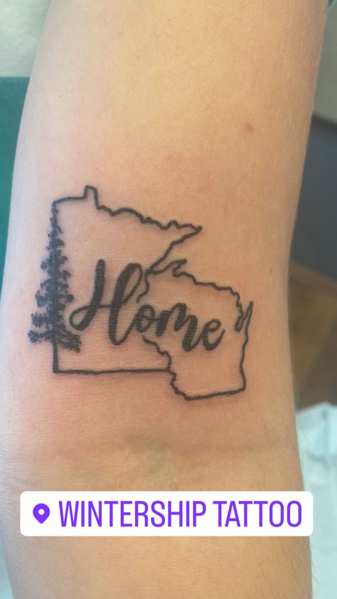 Wisconsin Tattoo Ideas, Midwest Tattoo, Teeny Tattoos, Wisconsin Tattoo, Minnesota Tattoo, State Tattoos, Florida Tattoos, Minnesota Lake, Minnesota Home