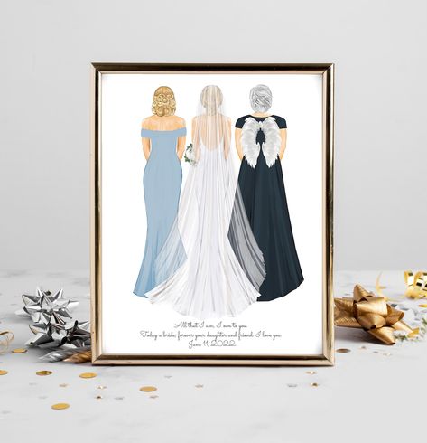 Personalized Bride Mom Grandmother Portrait Art DIGITAL - Etsy Australia Mom Daughter Drawing, Grandmother Portrait, Pet Wedding Photos, Wedding Photo Canvas, Portrait Art Digital, Marriage Gift, Brides Mom, Marriage Gifts, Wedding Pets