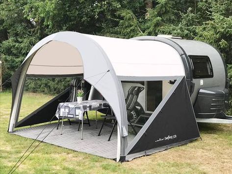 Camper Awning Ideas, Tab Trailer, Camper Awning, Awning Ideas, Mini Caravan, Teardrop Camping, Camper Awnings, Camper Accessories, Camping Set Up