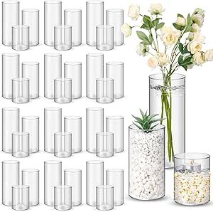 Nuogo 36 Pcs Plastic Cylinder Vases 4''/6''/8'' Tall Clear Flower Vases for Centerpieces Hurricane Candle Holder for Home Wedding Office Party Formal Dinners Decorations Floating Flower Centerpieces, Cylinder Candle Holders, Vases For Centerpieces, Plastic Vase, Flower Candle Holder, Clear Vases, Clear Vase, Candle Displays, Dinner Decoration