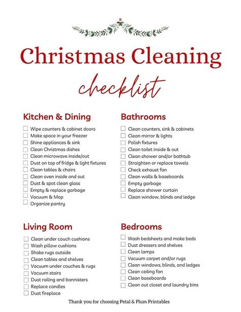 Christmas Cleaning Checklist, Holiday Cleaning Checklist, Cleaning List Printable, Deep Cleaning Checklist, Christmas Cleaning, Holiday Cleaning, Christmas To Do List, Fall Cleaning, Christmas Prep