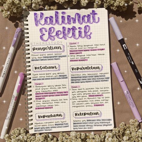 Inspirasi Catatan Aesthetic, Ide Journal, Hand Lattering, Catatan Aesthetic, Bullet Journal Dividers, Study Gram, Struktur Teks, Indonesian Language, School Study Ideas