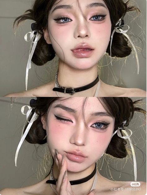 Korean Pink Makeup, Douyin Aesthetic, Pink Makeup Looks, Y2k Makeup Looks, Makeup Life Hacks, Mekap Mata, Y2k Makeup, Pink Pilates Princess, Chinese Makeup