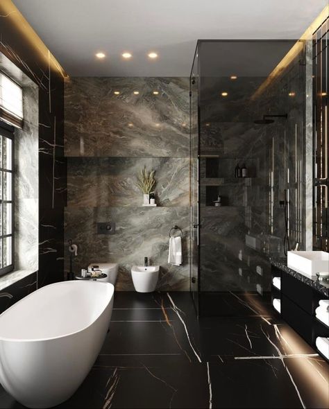 Luxury Bathroom Master, Luxury Master Bathrooms, Bathroom Shower Design, Bathroom Decor Luxury, Washroom Design, Bathtub Design, Bathroom Design Decor, Bathroom Inspiration Decor, Bathroom Design Luxury