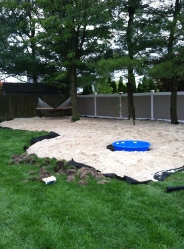 15 TONS OF WHITE SAND FOR MY BACK YARD BEACH RETREAT Sand Backyard, Recreational Pond, Desert Yard, 2023 Landscape, Sand Patio, Beach Backyard, Backyard Kids Play Area, Beach Patio, Backyard Plan