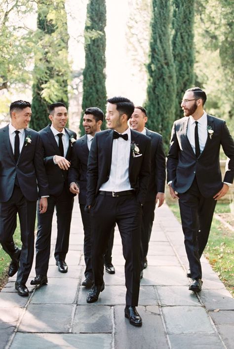 Wedding Tuxedo For Groomsmen, Black Tie Optional Groomsmen, Wedding Best Man Outfit, Groomens Attire, Groom And Best Man, Wedding Suits Men Black, Groomsmen Tie, Wedding Groomsmen Attire, Groomsmen Style