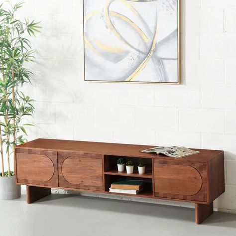 TV Stands - Modern Wood Cabinet & TV Tables – Wazo Furniture Wood Tv Unit, Modern Media Console, Wooden Tv Cabinet, Modern Tv Units, Modern Tv Wall, Small House Floor Plans, Tv Wall Design, High Design, House Furniture Design