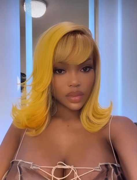 High Fashion Hair, Frontal Wig Hairstyles, Protective Hairstyles Braids, Pretty Hair Color, Dope Hairstyles, Hair Ponytail Styles, Penteado Cabelo Curto, Yellow Hair, Front Lace Wigs Human Hair