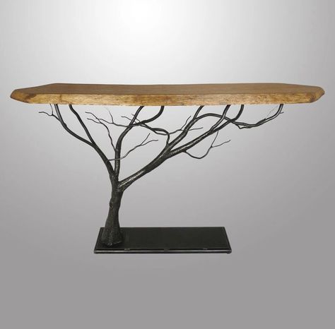 Gary Moser Unique Metal Sculpture - Entry Tables, End Tables Metal Trees, Unique Console Table, Diy Table Legs, Industrial Table Legs, Live Edge Slabs, Driftwood Table, Welded Furniture, Coffee Table Base, Table Bases