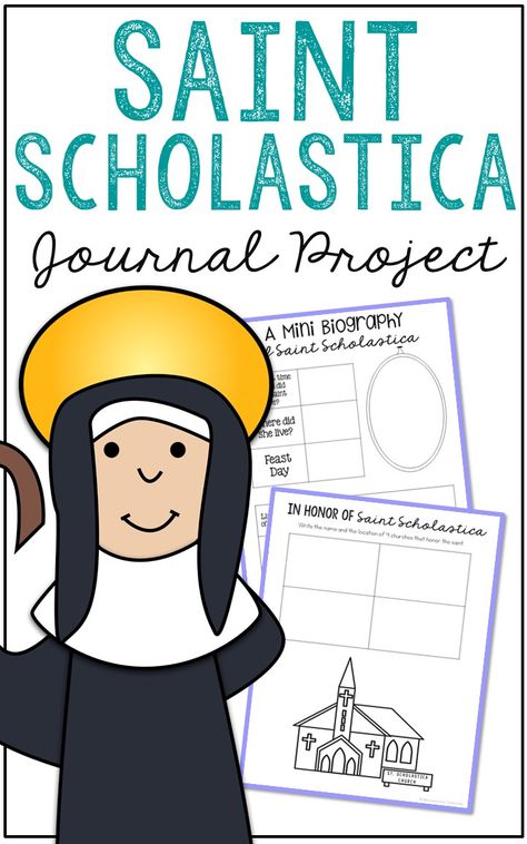 Saint Scholastica Notebook Journal Project. This lesson includes 15 activities for your students of a wide age range - a mini-biography research sheet of St. Scholastica, geography of the saint, poetry, coloring pages, and Bible verse discovery. Store them in a folder for a unique keepsake journal! Saint Scholastica, St Scholastica, Famous Inventors, Class Crafts, American Landmarks, Catholic Education, Keepsake Journal, History Classroom, Journal Project