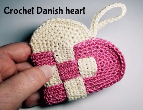 Danish heart Crochet Danish Heart Pattern, Danish Heart Crochet Pattern, Crochet Valentine Gifts, Swedish Hearts, Crochet Curl, Valentines Decor Ideas, Danish Heart, Valentine Crochet, Crocheted Heart