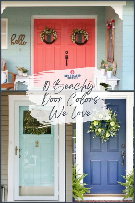 We’re always looking for new inspiration for our Lobster Rope Doormats! Here are some of the 10 best front door colors we’ve seen recently that would look amazing on any coastal home. Sea Foam Front Door, Aqua Front Door Paint Color, Peach Front Door Colors, Beach House Door Colors, Beach House Front Door Colors, Coral Door Front Entrance, Coral Front Door Colors, Coastal Front Door Colors, Coastal Front Doors