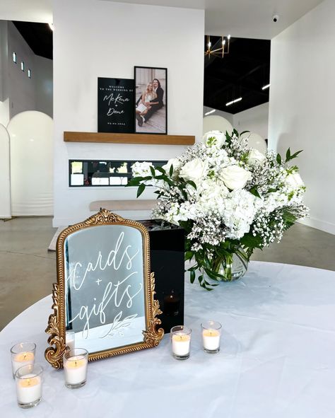 Beautiful details from the Union house wedding 🖤🤍 Content Creation: @mariahsmomentsmedia_ Wedding Planner: @sydneecelebrations Venue: @unionhousetx — #weddingcontentcreator #weddingcontentcreation #weddingvenue #weddinginspiration #weddingideas #weddingdecor #weddingplanner #texasweddingvendors #texasweddingvenue #unionhouse Entry Table Decor Wedding, Welcome Table Wedding Entrance Elegant, Wedding Entry Table Ideas, Welcome Table Wedding Entrance, Welcome Table Ideas, Welcome Table Decor, Wedding Entry Table, Wedding Entrance Table, Entry Wedding