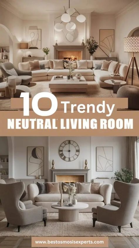 10 Neutral Living Room Ideas That Will Make Your Space Feel Chic and Cozy 11 Family Living Room Ideas Modern, Light Neutral Living Room, Neutral Living Room Warm, Neutral Living Room Paint Color, Warm Neutral Living Room, Neutral Living Room Colors, Greige Living Room, Neutral Living Room Ideas, Taupe Living Room