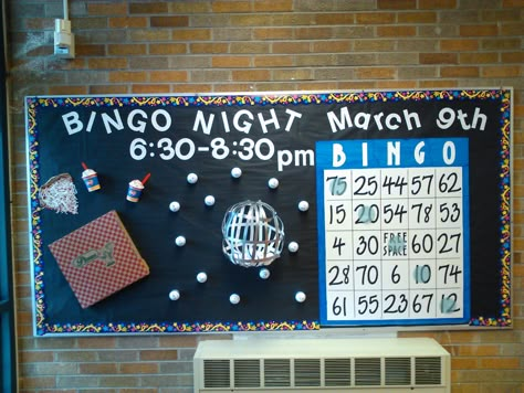 Bingo Night Bingo Bulletin Board Ideas, Pta Board Ideas, Pta Bingo Night, Bingo Bulletin Board, Bingo Night Ideas, Pta Bulletin Board Ideas, School Family Night Ideas, Family Bingo Night, Bingo Fundraiser