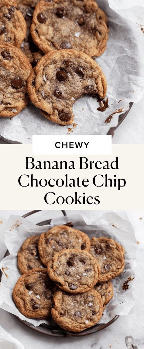 All the delicious flavor of banana bread in a soft, chewy, moist as can be banana chocolate chip cookie. You’ll love EVERYTHING about these banana bread cookies from their indescribably soft texture to how easy they are to make. Cookies Poster, Banana Bread Chocolate Chip, Banana Bread Chocolate, Pudding Chia, Bread Chocolate, Biscuits Diététiques, Banana Bread Cookies, Bread Cookies, Chocolate Banana Bread